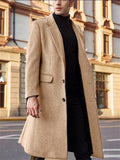 Men's Decent Button Lapel Long Coat