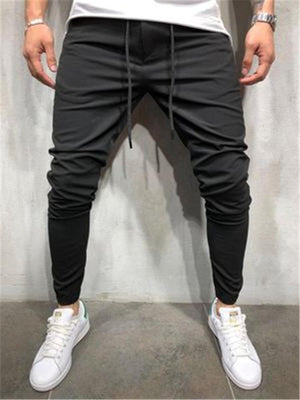 Mens Casual Drawstring Elastane Ankle Pants