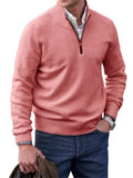 Men's Fashion Stand Collar Quarter Zip Sweaters