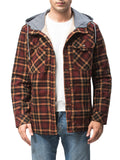 Stylish Warm Plaid Windproof Hooded Flannel Jacket Mens