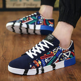 Mens Fashion Breathable Print Personality Casual Lace Up Shoes