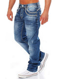 Men's Fashion Washed Effect Straight Denim Pants