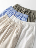 Mens Loose Breathable Straight Cotton&Linen Shorts