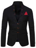 Men’s Slim Fit Stand Collar Button Up Multi Pocket Blazer