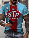 Men’s Slim Fit Crew Neck Graphic Print Short Sleeve Straight Hem T-Shirt