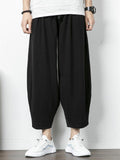 Simple Style Cotton And Linen Summer Leisure Plus Size Loose Wide-Leg Cropped Trousers