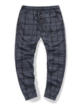 Fashionable Drawstring Elastic Waist Plaid Pants