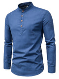 Men's Holiday Fashion Business Long Sleeve Stand Collar Shirts