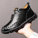Men Casual Sewing Round Toe Leather Shoes