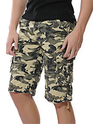 Mens Loose Casual Camo Cargo Knee Shorts