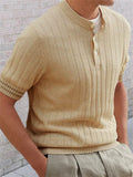 Men's Stylish Chic Button Lapel Short Sleeve Sweaters