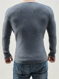 Male Trendy Fit Round Neck Pleated Raglan Sleeve Sweaters