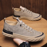 Breathable Fine Stitching Flat Sole Low-Top Canvas Walking Shoes