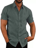 Men’s Trendy Short Sleeve Button Down Lapel Shirt With Pocket