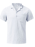 Turn-Down Collar Linen Short Sleeve T-Shirts