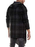 Men's Plaid Fashion Casual Hooded Mid-Length Simple Coat