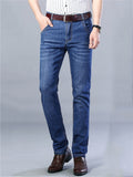 Loose Elastane Straight Breathable Denim Pants