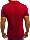 Men’s Slim Fit Polo Collar Solid Color Front Zip Fastening T-Shirt