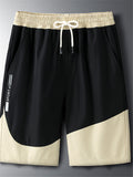 Mens Casual Patchwork Loose Sports Knee Shorts