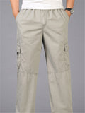 Mens Casual Loose Comfy Pure Color Cargo Pants