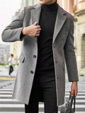 Men's Winter Slim Fit Lapel Collar Warm Mid-length Blazer Coat