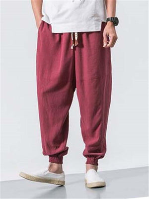 Casual Loose Cotton&Linen Elastic Waist Ankle Pants