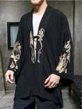 Fashion Dragons Embroidery Linen Jacket