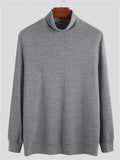 Men's Long Sleeve Base Shirts High-neck Knitt Pure Color Tops