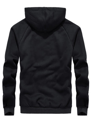 Men's Oversized Casual Sporty Zipper Hooded Thermal Solid Color Jacket