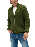 Men's Classic Solid Color Front Zipper Turtleneck Knitted Sweater