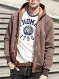 Men's Stylish Slim Hooded Sweater Casual Solid Color Button Comfy Coat