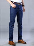 Loose Elastane Straight Breathable Denim Pants