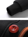 Men's Stylish Slim Hooded Sweater Casual Solid Color Button Comfy Coat