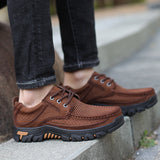 Outdoor Casual Wearable Non Slip Hollow Out Leather Shoes