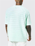 Male Stretchy Loose Knitted Polo Short Sleeve Shirts