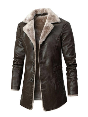 Men's Trendy Comfy Winter Turn-Down Collar Solid Color Coat