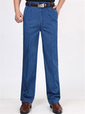 Elastane Classic Pure Color Straight Comfy Denim Pants