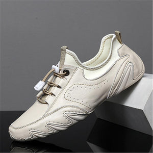 Breathable Fashion Stitching Lace Up Leather Ankle Shoes