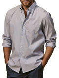 Trendy Lapel Collar Long Sleeve Loose Button Down Shirts for Men