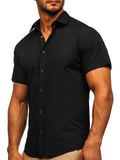 Men's Simple Office Wear Summer Turn Down Collar Button Shirts