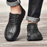 Mens Comfy Plus Size Stitching Print Lace Up Cargo Loafers