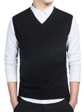 Male Solid Pullover V Neck Sleeveless Vest Sweater