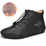 Plus Size Retro Soft Leisure Sports Lightweight Leather Fleece Martin Shoes