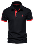 Men's Slim Fit Deer Graphic Embroidery Casual Short Sleeve Polo Shirt