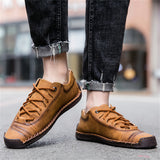 Men's Retro Microfiber Soft Rubber Sole Anti-slip Lace Up Shoes