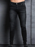 Mens Stylish Slim Fit Side Stripe Long Denim Zipper Pants