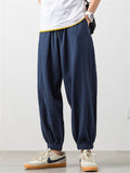 Loose Comfy Character Print Linen Cropped Pants