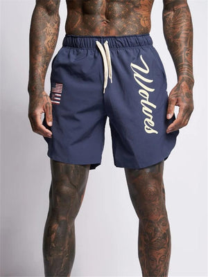 Men Flag Printing Sport Drawstring Shorts