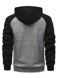 Casual Contrast Color Athletic Mens Work Hoodie in Autumn Winter