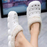 Men Hollow Out Warm Faux Fur Lined Slippers